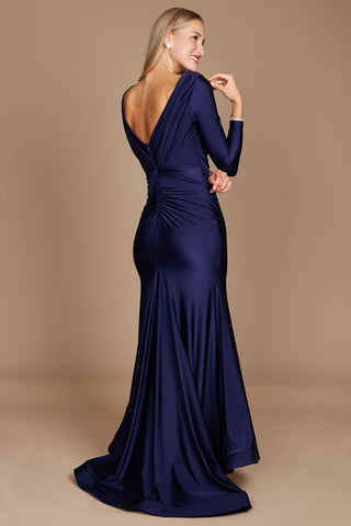 navy blue bridesmaid dresses with sleeves