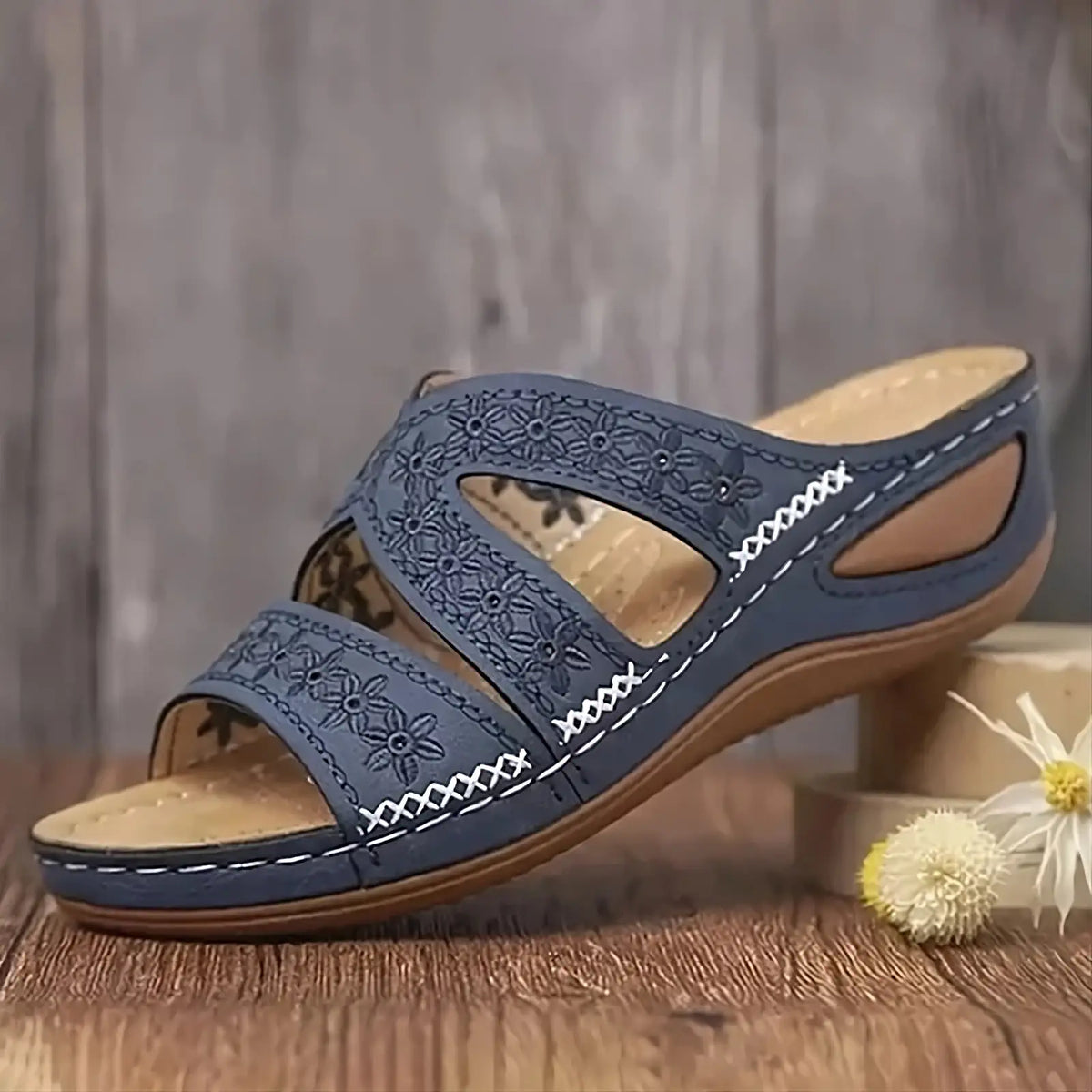 navy sandals with arch support