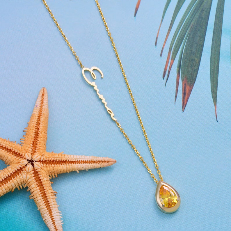 Birthstone Name Necklace