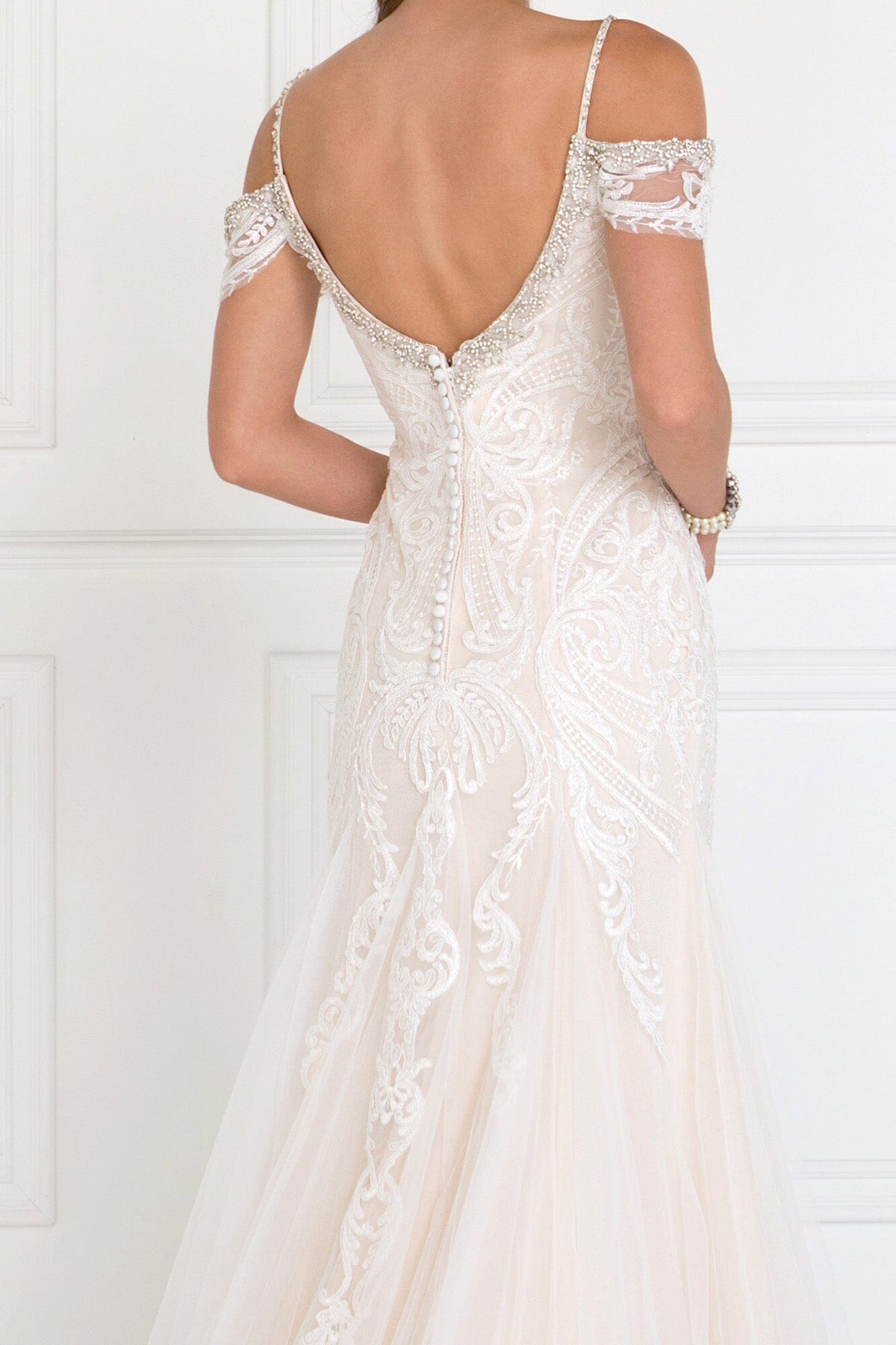 off shoulder wedding gown