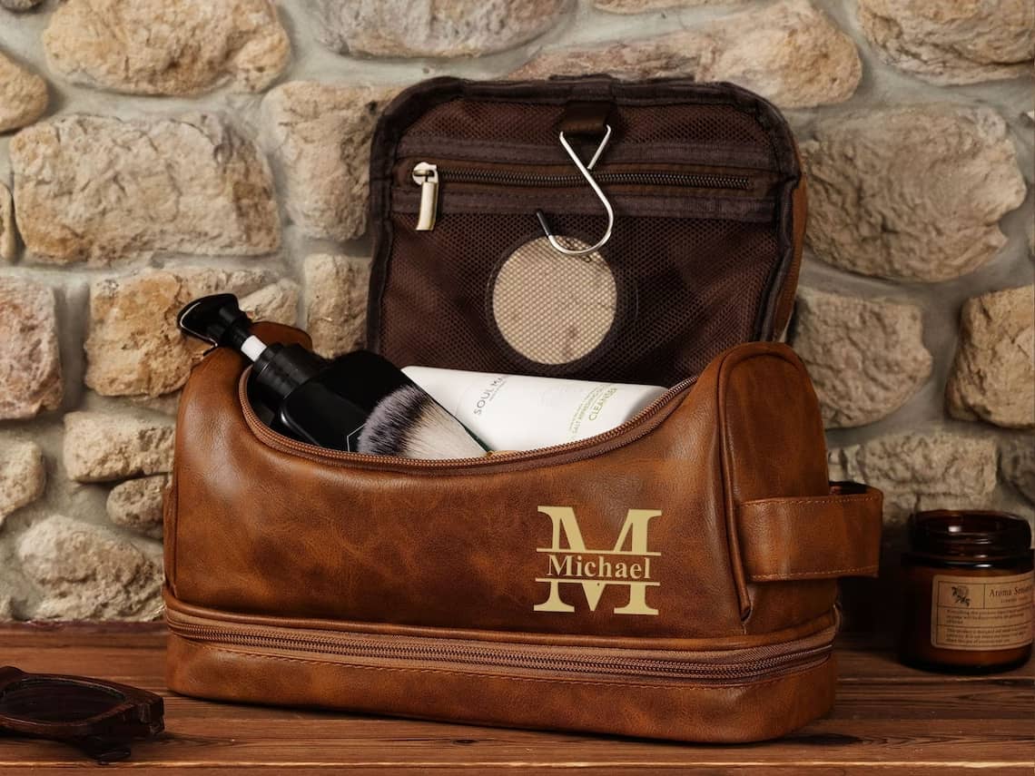 Custom Leather Toiletry Bag