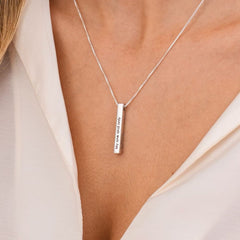 pillar bar necklace silver