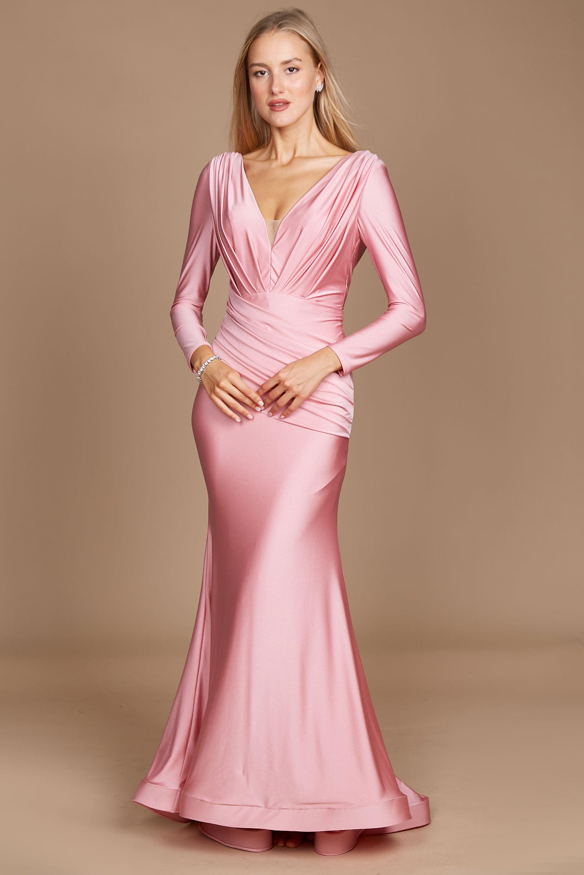 pink bridesmaid dresses with sleeves