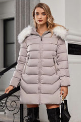 Quilted Puffer Jacket w/ Faux Fur Hood