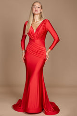 red wedding guest dress with sleeves