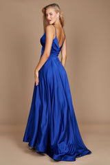 royal blue satin maxi dress