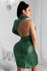 green sequin mini dress long sleeve