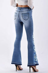 flare jeans with flowers