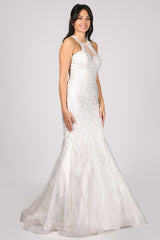 sleeveless lace sheath wedding dress