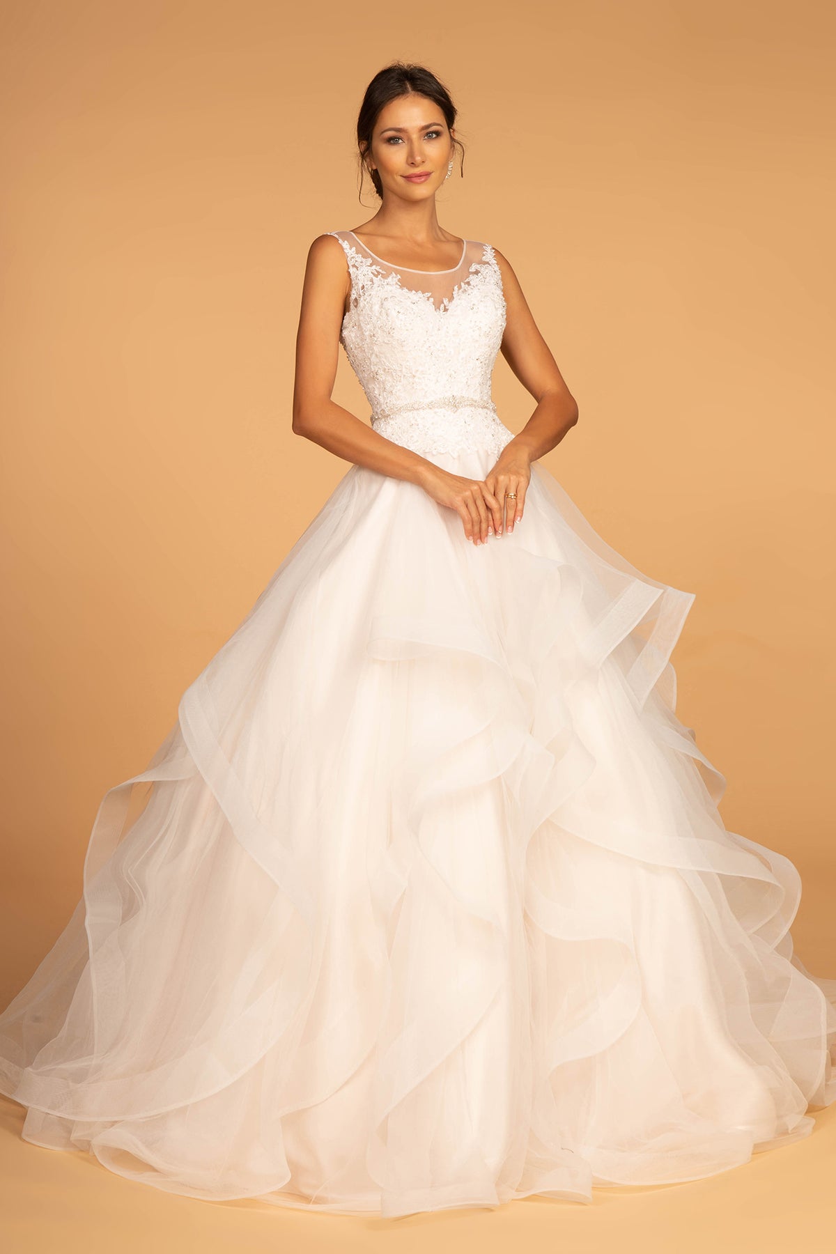 sleeveless wedding dresses v-neck