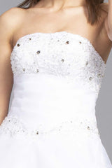 strapless beaded wedding gown