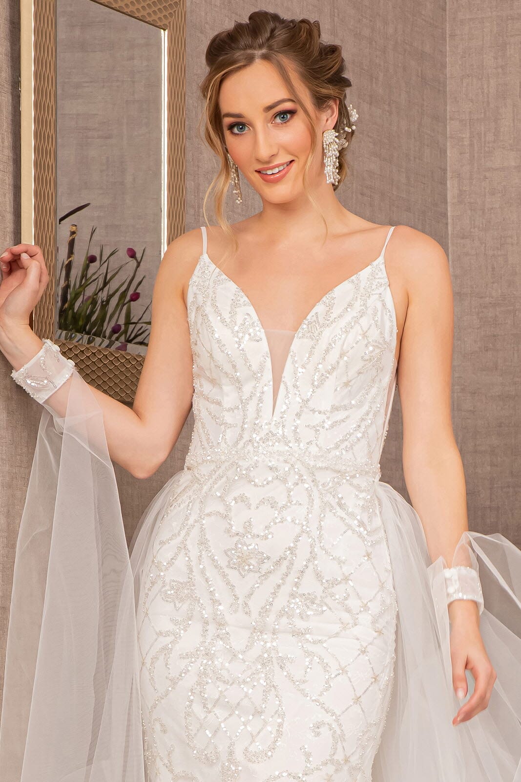 trumpet wedding dress with detachable train
