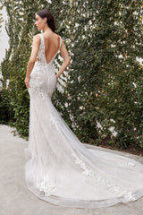 white backless mermaid wedding dress