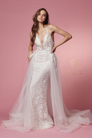 white lace sleeveless mermaid wedding dress