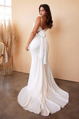 white satin bow dress