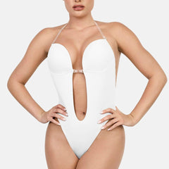 white strapless shapewear bodysuit