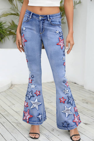 Star Applique Wide Leg Jeans