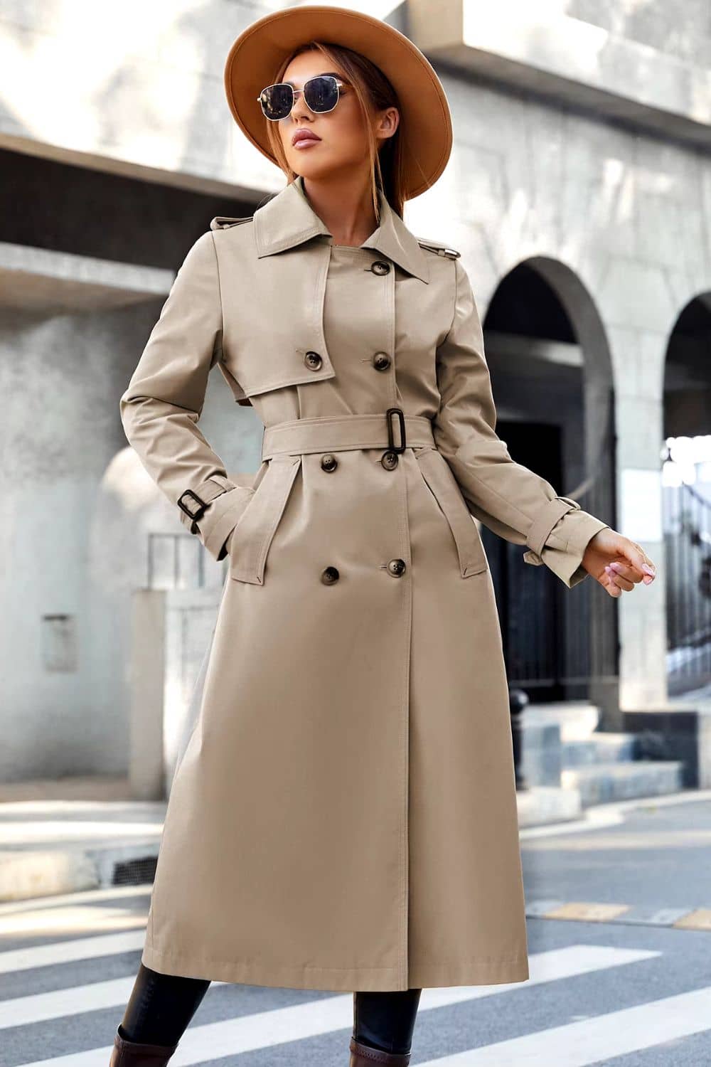 Long Fitted Trench Coat Beige / L(8-10) Long Fitted Trench Coat Beige / L(8-10)