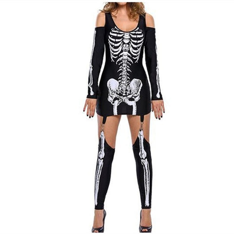 Off-Shoulder XRay Skeleton Bodysuit