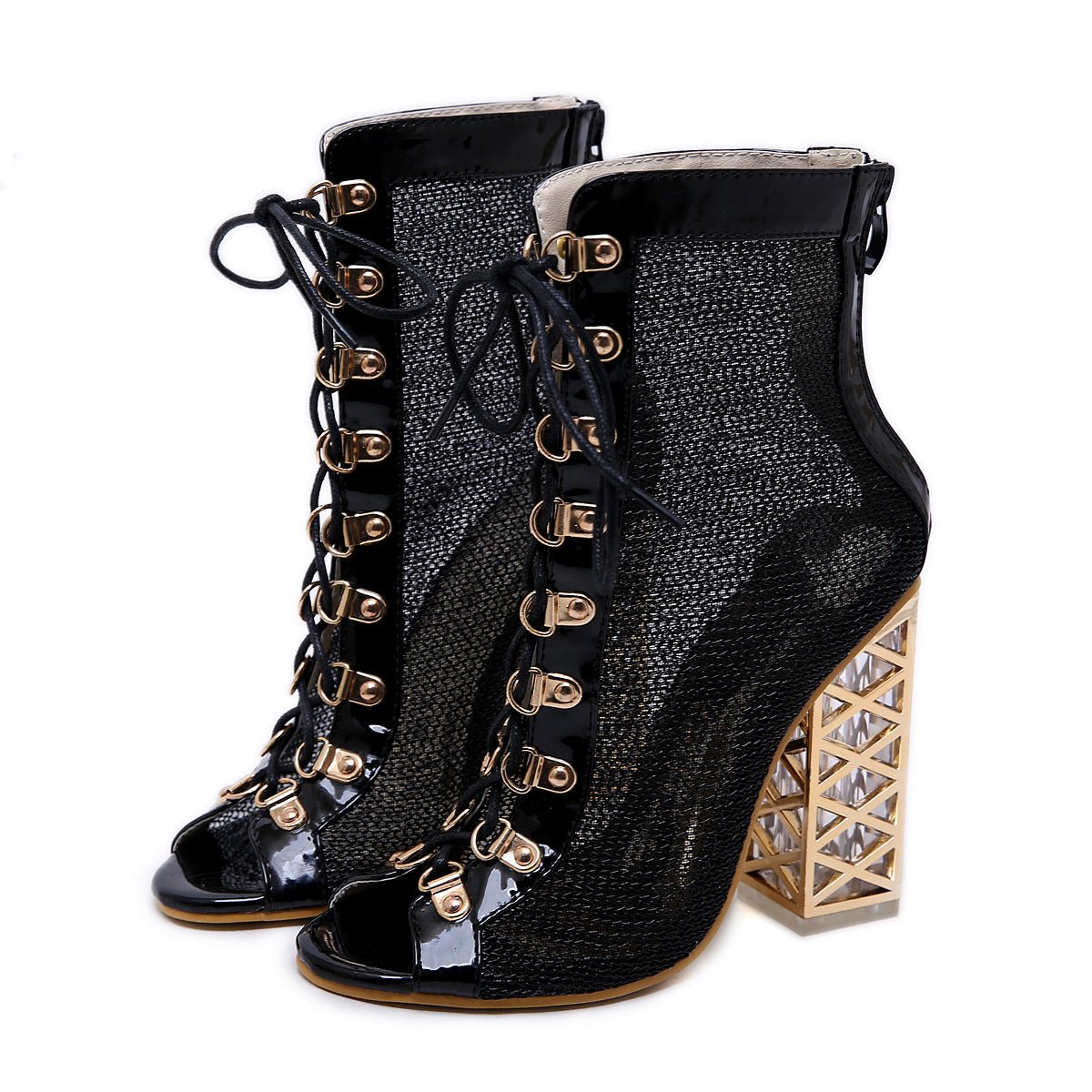 Solara Mesh Peep-Toe Booties