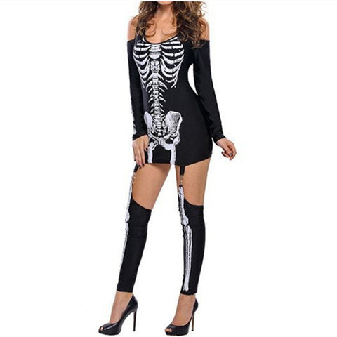 Off-Shoulder XRay Skeleton Bodysuit