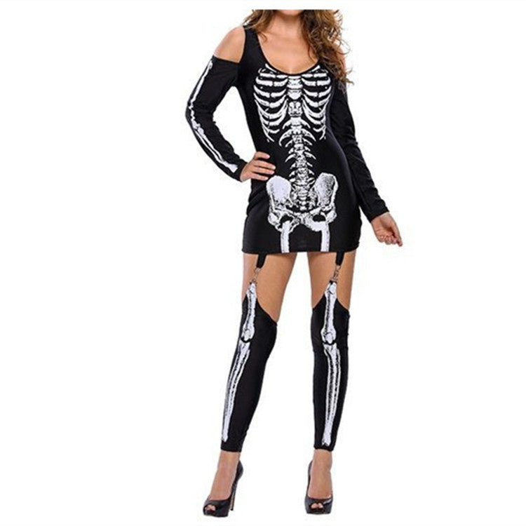 Off-Shoulder XRay Skeleton Bodysuit