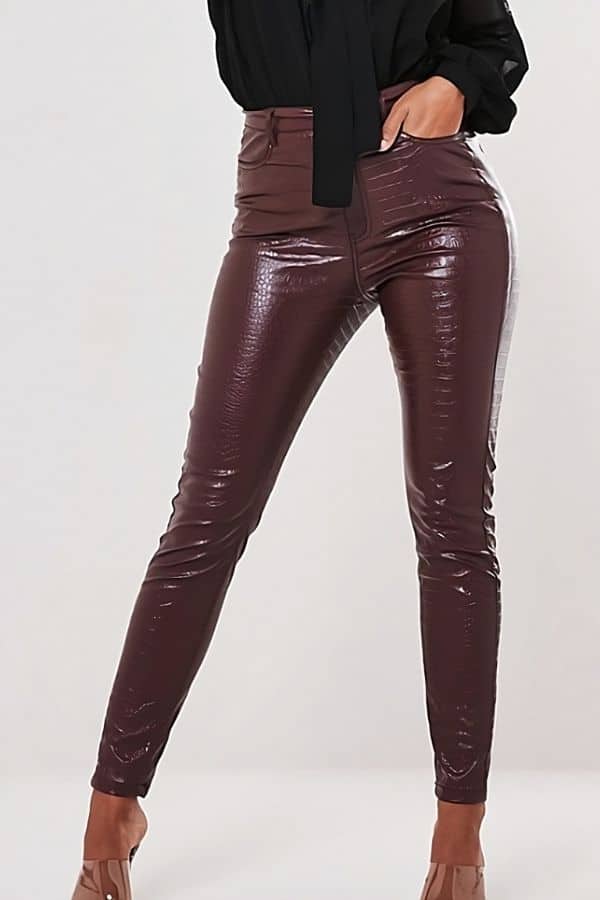 Evita Croc Leather Pants