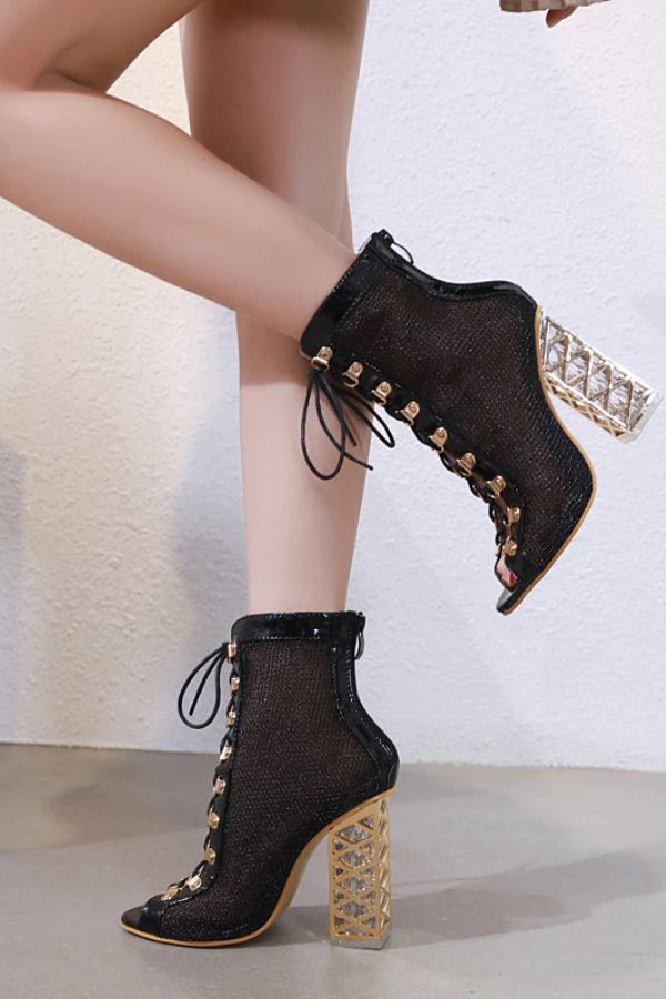 Solara Mesh Peep-Toe Booties