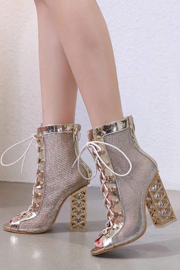 Solara Mesh Peep-Toe Booties