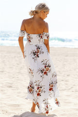 Figure of Beach Off-The-Shoulder Floral Print Maxi Dress