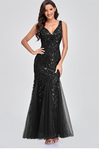 La Belle Rose Sequin Dress - Black