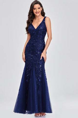 La Belle Rose Sequin Dress - Navy Blue