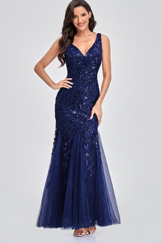 La Belle Rose Sequin Dress - Navy Blue