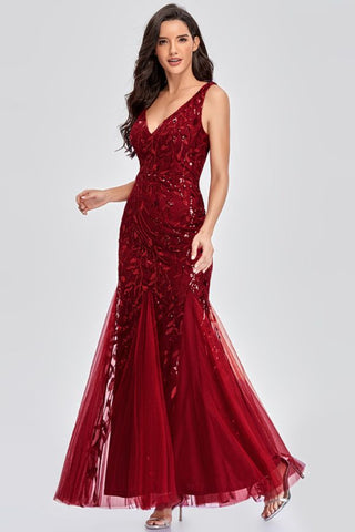 La Belle Rose Sequin Dress - Burgundy