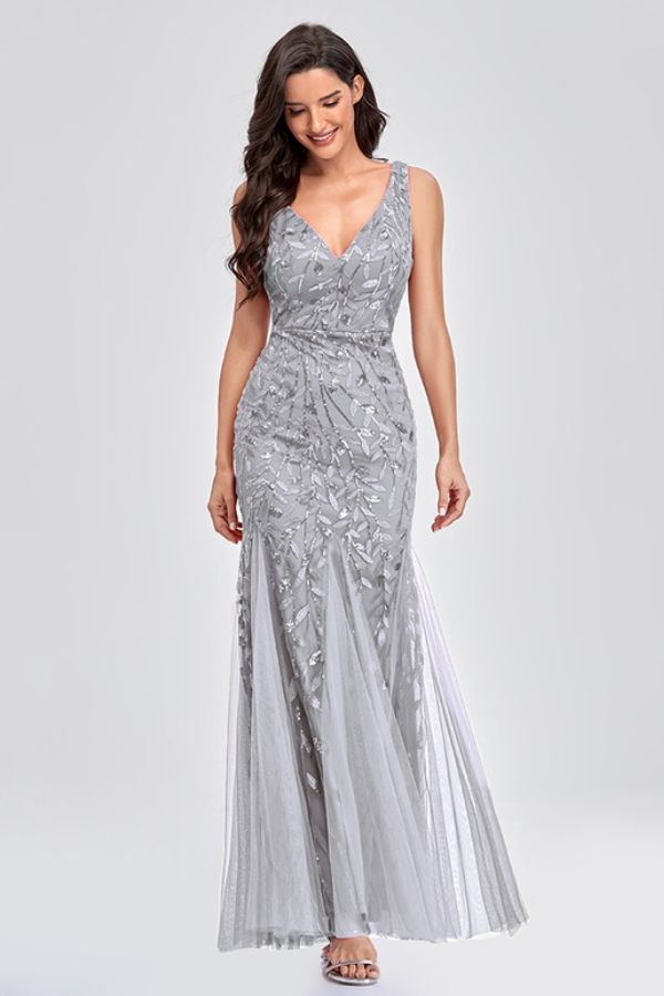 La Belle Rose Sequin Dress - Silver