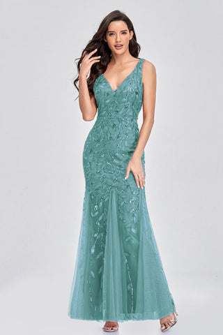 La Belle Rose Sequin Dress - Teal