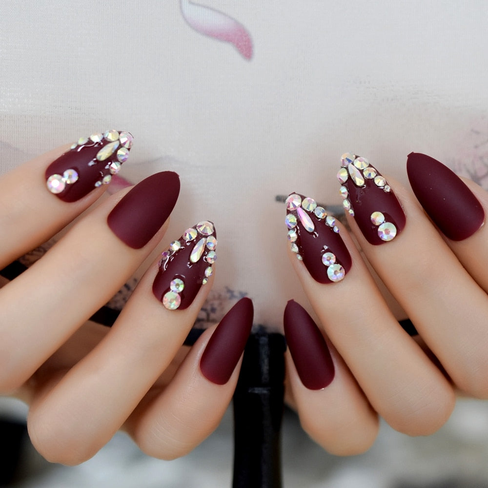 Almond Crystal Nails