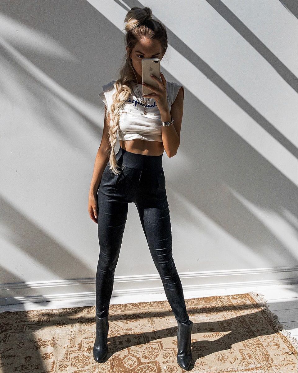 Vivace Black Vegan Leather Leggings
