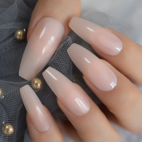 Nude Long Coffin Nails