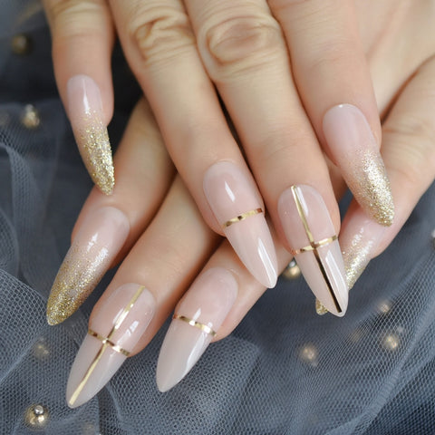 Nude Ombre Long Stiletto Nails