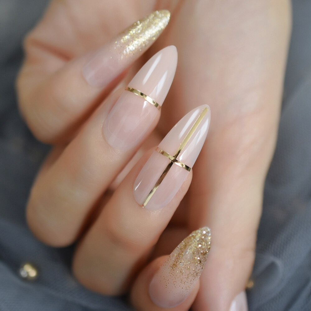 Nude Ombre Long Stiletto Nails