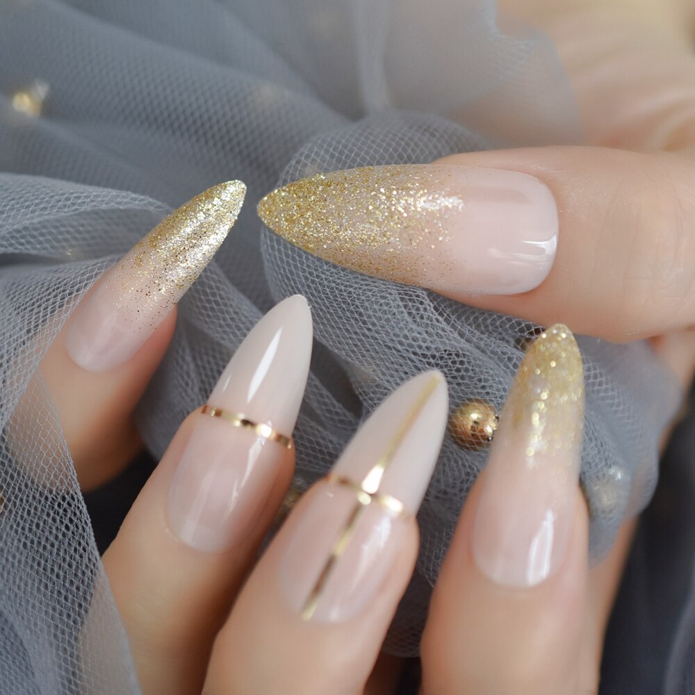 Nude Ombre Long Stiletto Nails