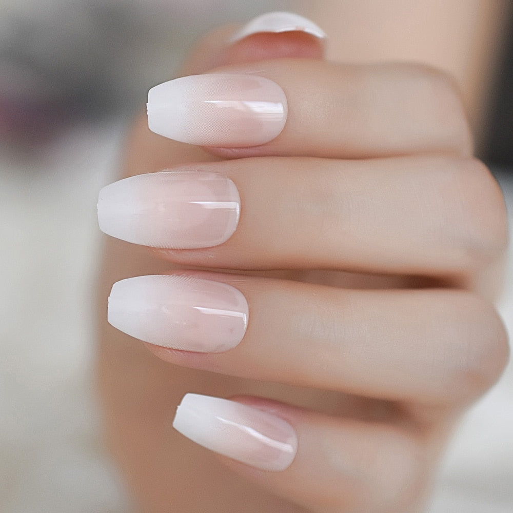 Nude Ombre Short Coffin Nails