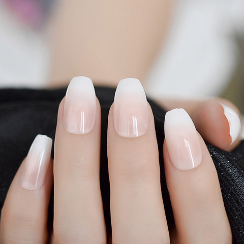 Nude Ombre Short Coffin Nails