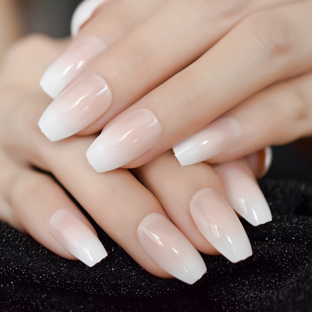 Nude Ombre Short Coffin Nails