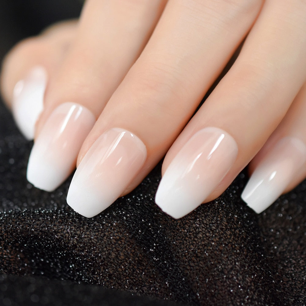 Nude Ombre Short Coffin Nails