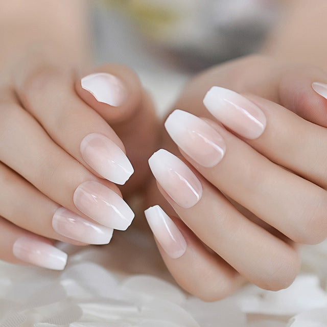 Nude Ombre Short Coffin Nails