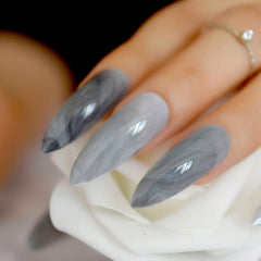 Grey Marble Stiletto Nails