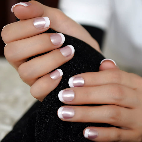 Pink Pearl Round Nails