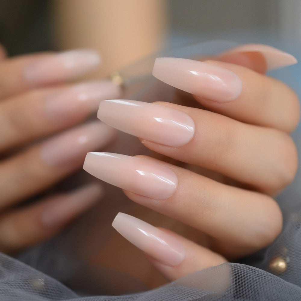 Nude Long Coffin Nails